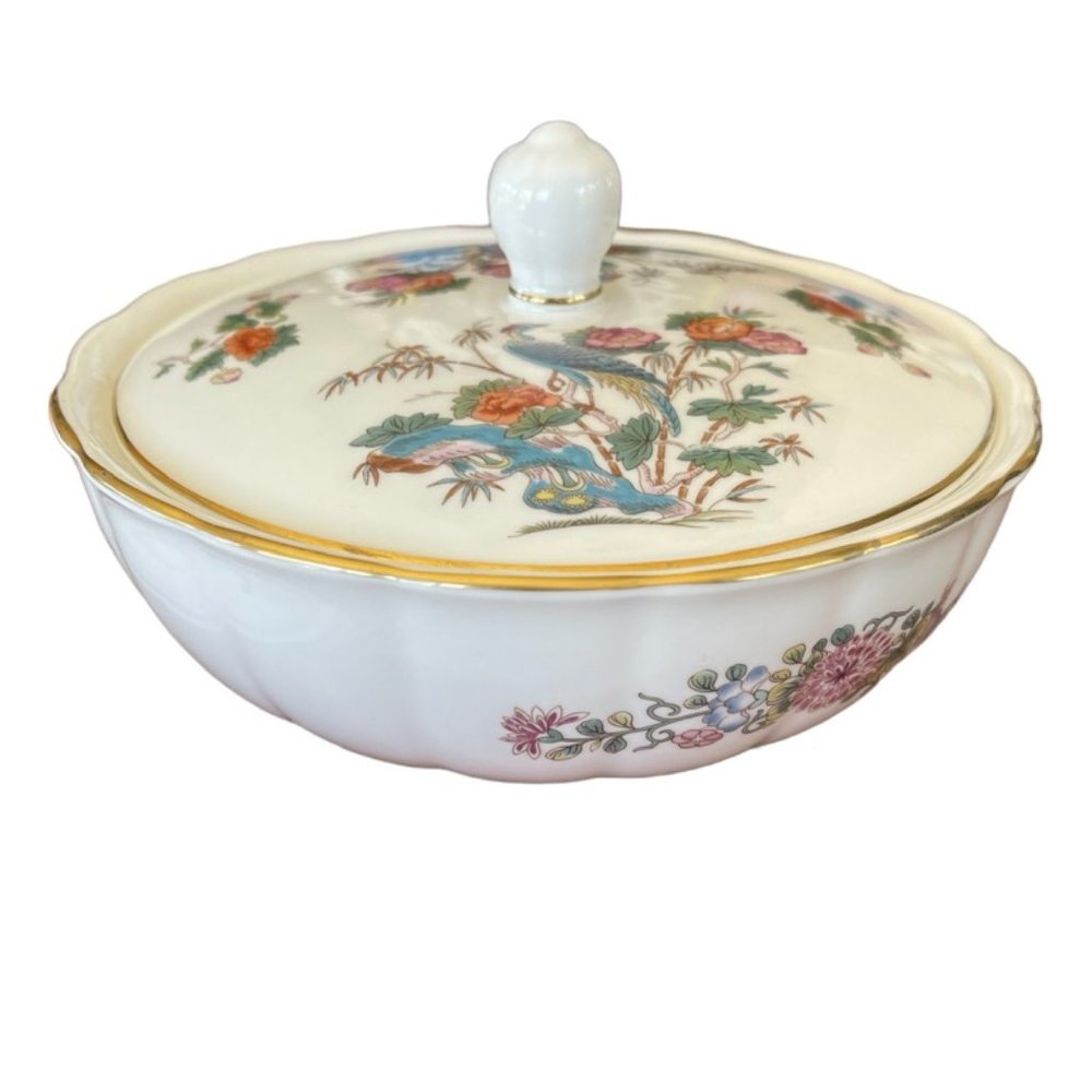 Wedgwood bone china Kutani crane Murray candy dish w/lid